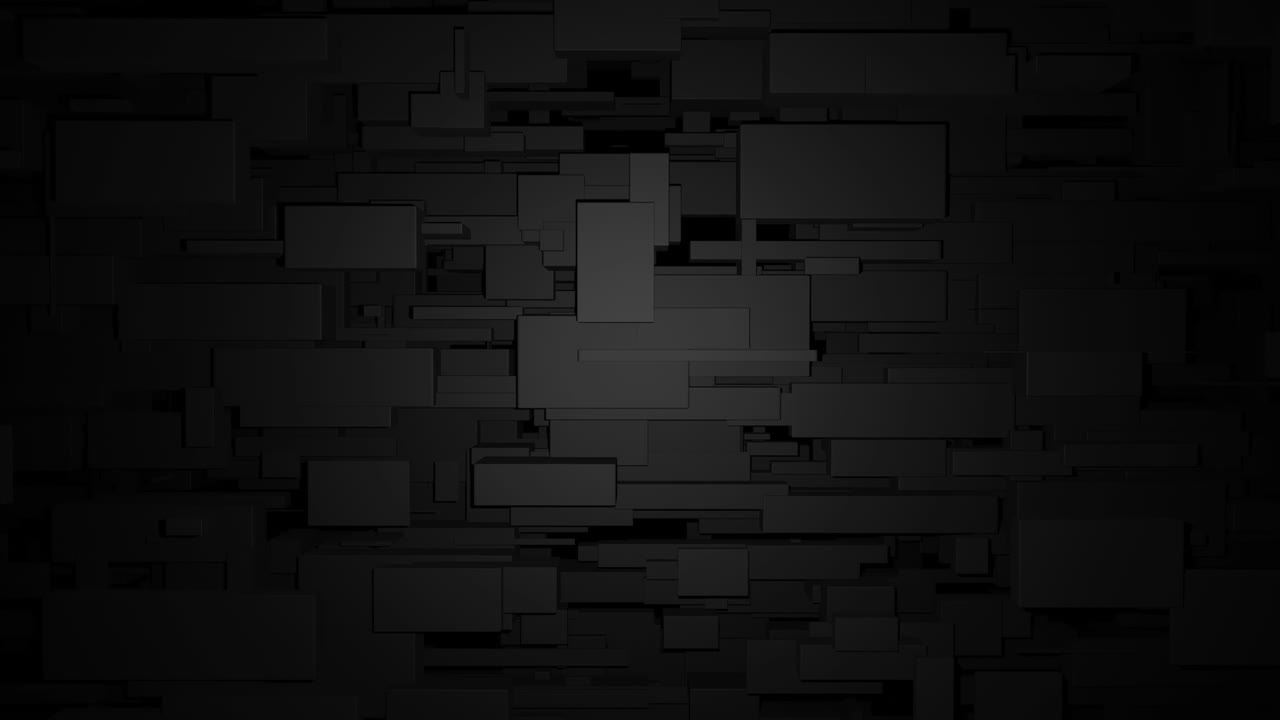 Abstrakt loopet 4k mørk baggrund med neonlys, netværk af blokke i forskellige størrelser, der lyser i flere farver som pærer. Visualisering af fungerende AI med big data eller blockchain-teknologi
