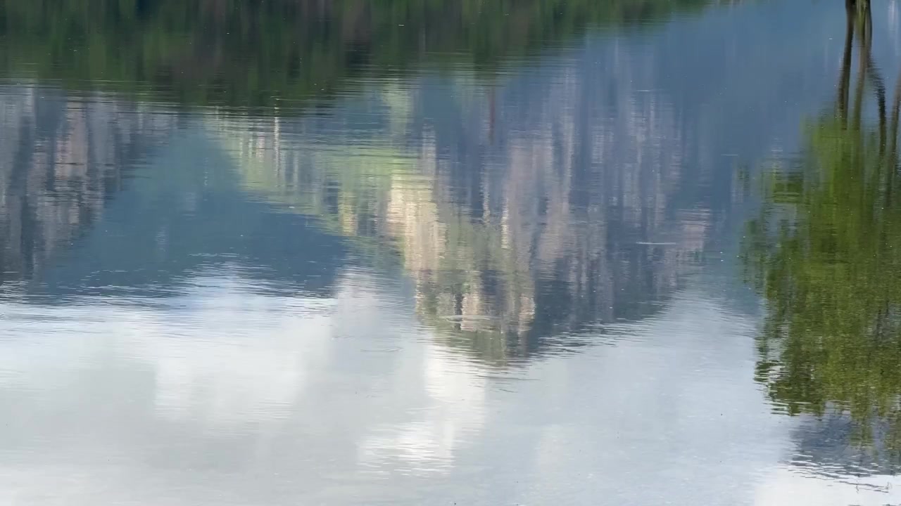 Nature Reflections Over The Tranquil Waters Of Lago di Garda In Italy. Static Shot