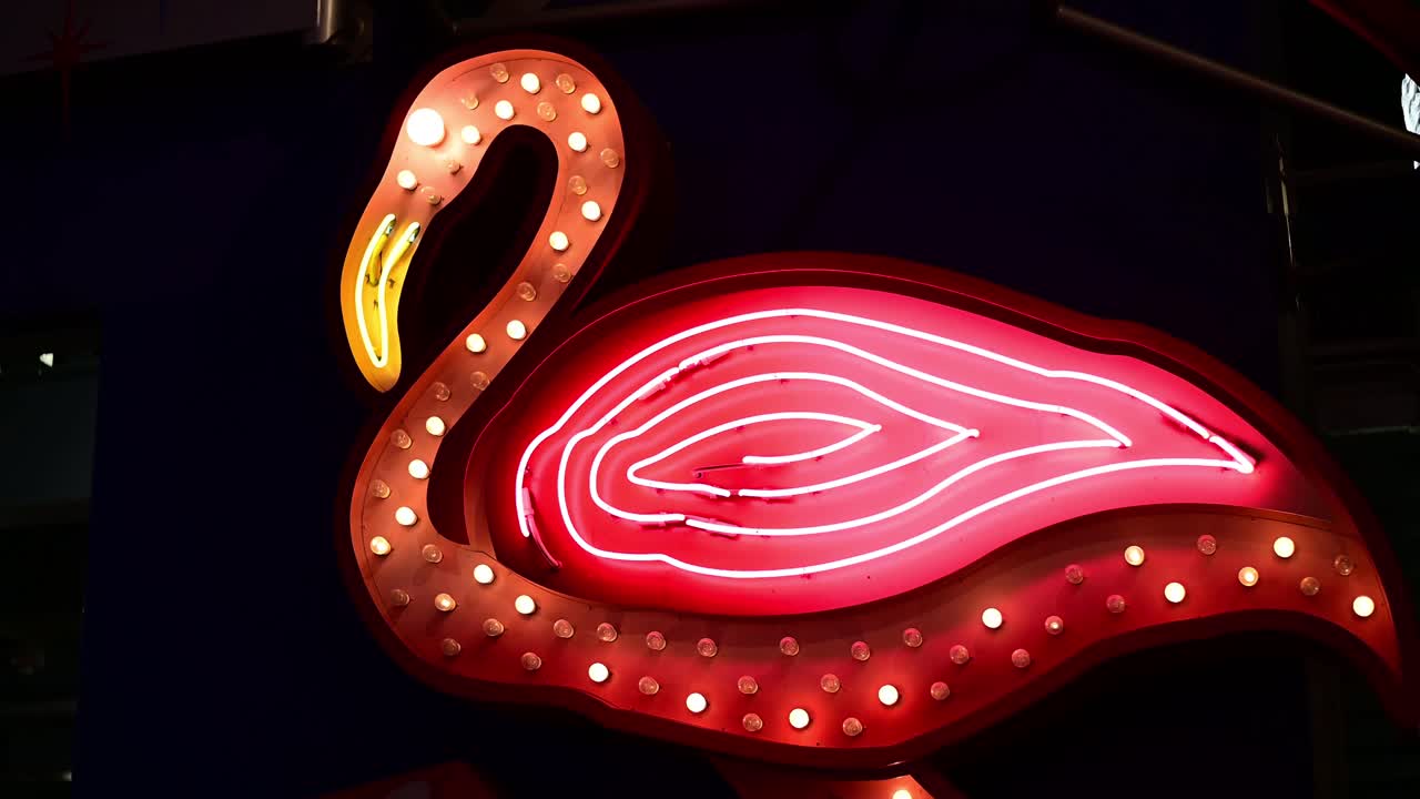Flashing Neon Flamingo Downtown Las Vegas