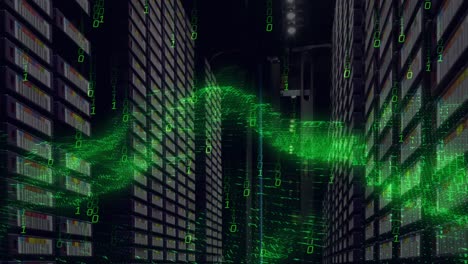 animación del procesamiento de datos en la sala de servidores