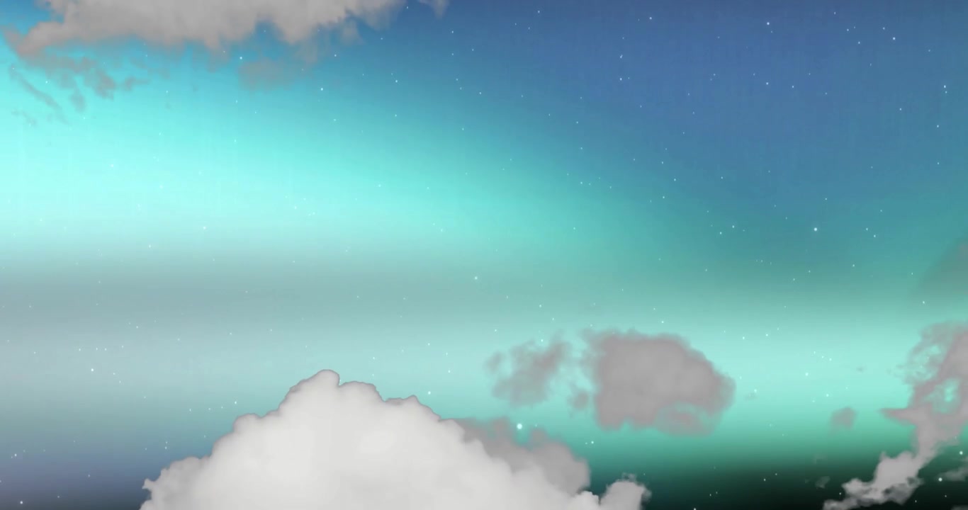Large white cloud billowing across dark night sky, featuring twinkling stars and subtle gradient