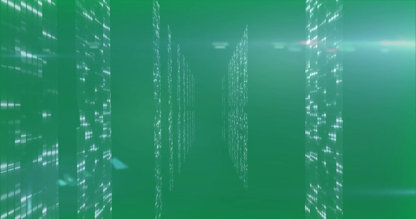 Abstract Digital Data Stream on Green Background