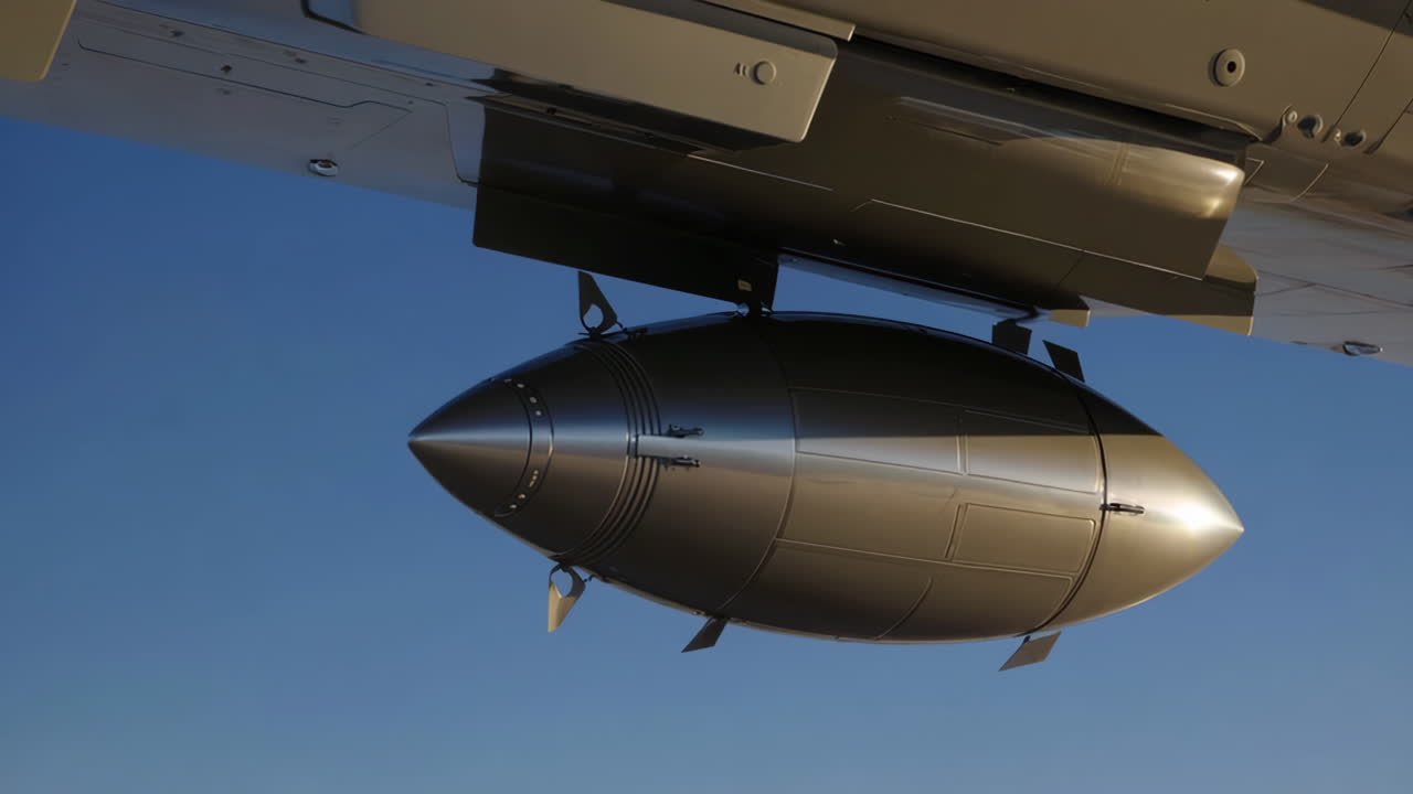 Bomb or Missile Attached to a Military Aircraft