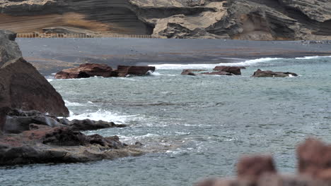 lanzarote landscape with its black beach. static