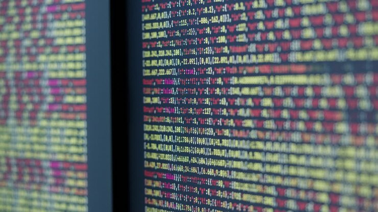Close-up of computer code on a monitor