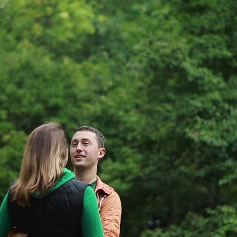 loving couple kissing outdoor