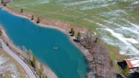 calm blue water of lake in the countryside of uzbekistan on a sunny day