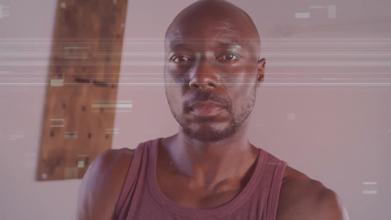 animación de interferencia sobre el deportista afroamericano