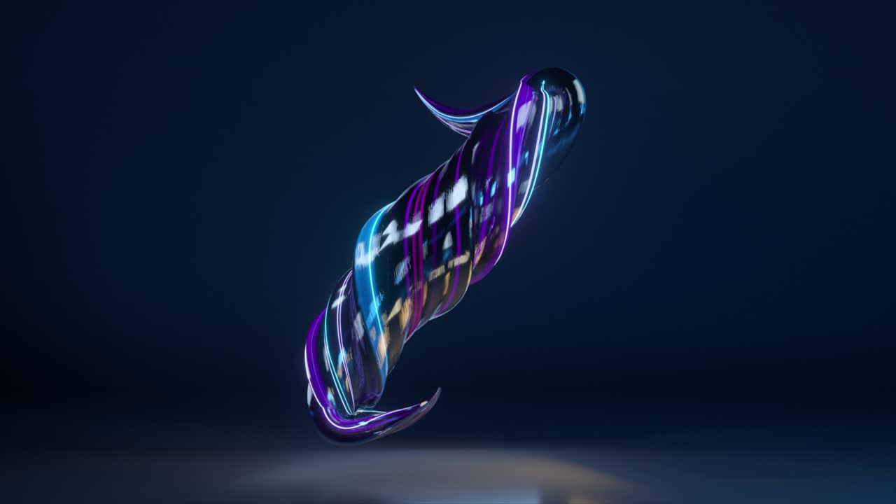 colección de alfabeto vivo. letras retorcidas únicas. color neón azul negro. letra i. animación en 3d de bucle sin costuras