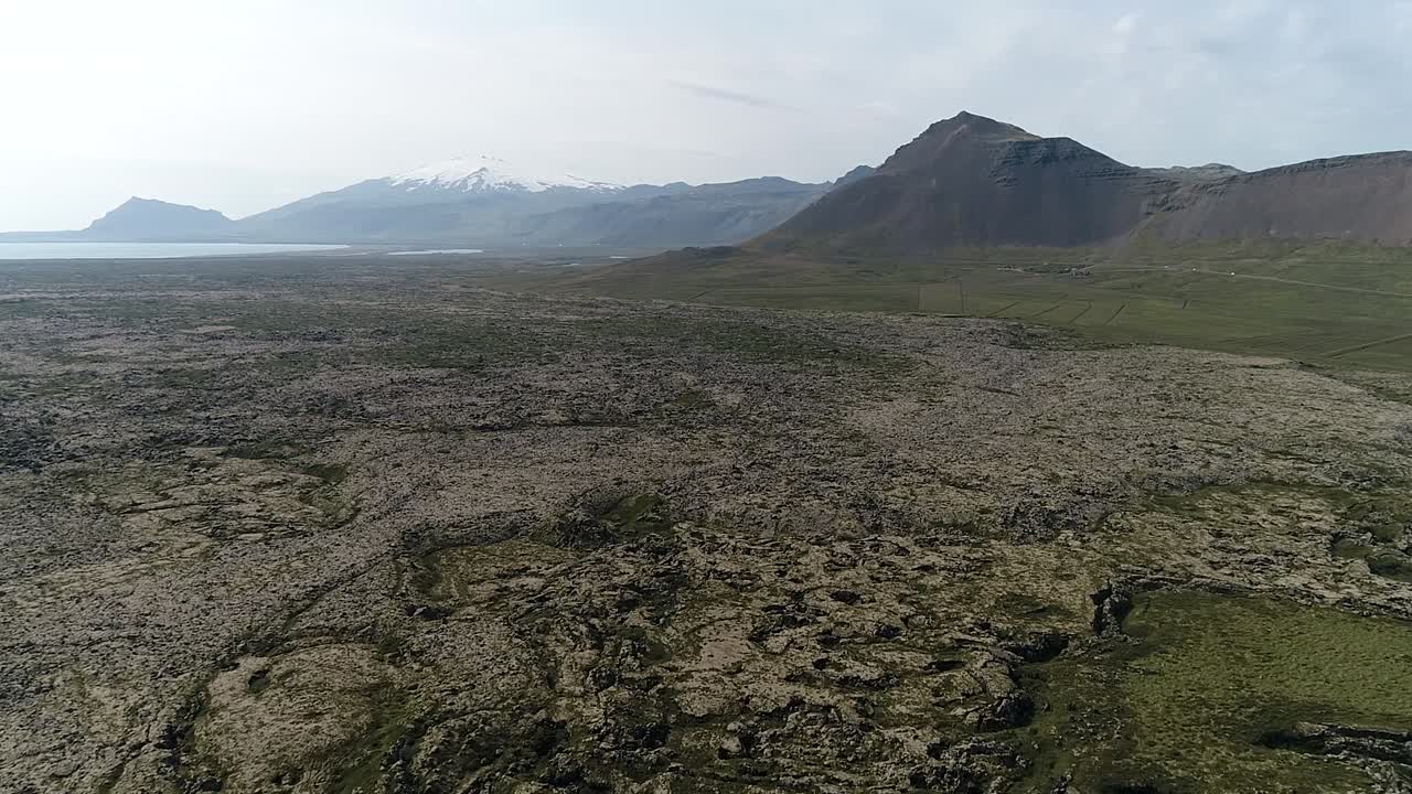 Iceland footage fly over volcanic field