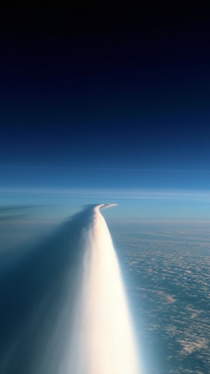 Majestic Sky Formation: Ethereal Cloud Patterns Seen Above the Earth Highlighting the Beauty of Atmospheric Phenomena in a Serene Blue Horizon