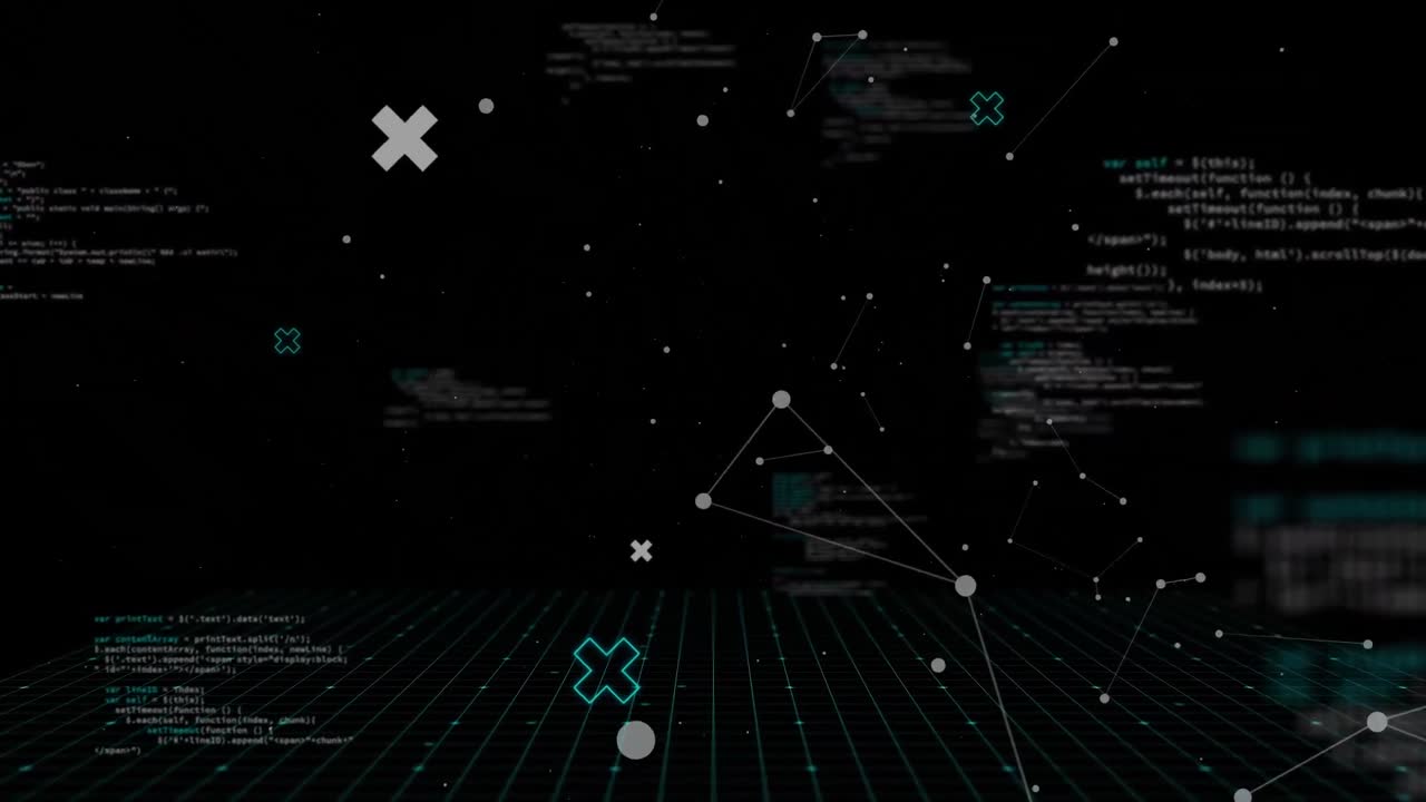 우주에 대한 데이터 처리와 함께 네트워크 연결의 애니메이션