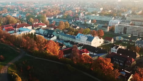 drone moving over the old castle of rakvere and a flag