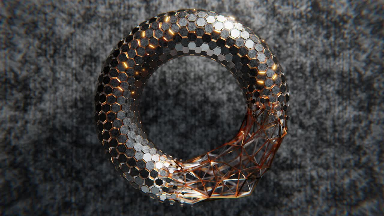 Abstract Geometric Shape hexagon Torus Background 3D rendering