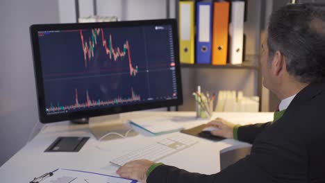 hombre de negocios comprando y vendiendo acciones en línea. bitcoin y concepto de comercio en el mercado de valores.