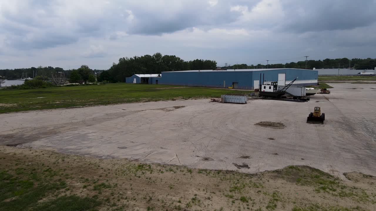 Aerial View of a working factory area lot
