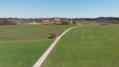 Munich-Andechs-Monastery-in-Germany,-hiking-,-shoot-with-DJI-Mavic-Air-at-4k-30fps