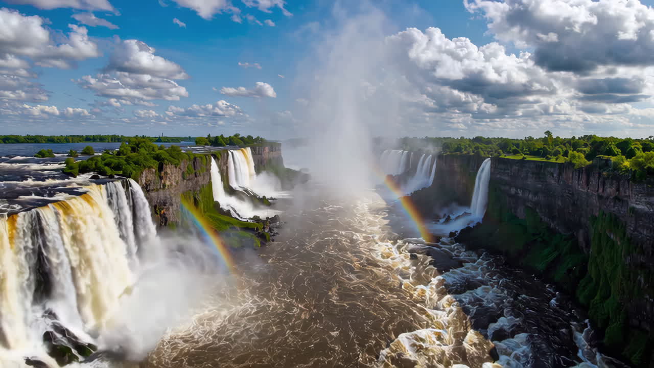 Iguazu Falls Double Rainbow Panorama