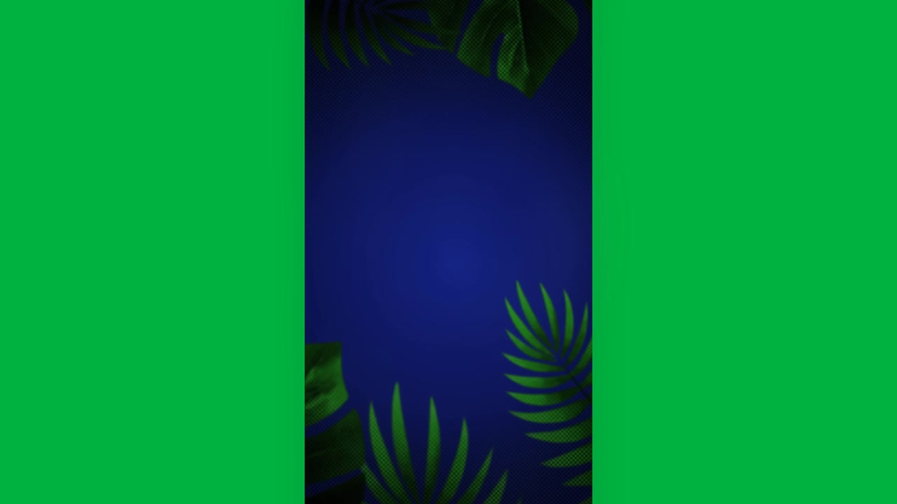Tropical Palm Leaves Frame on Dark Blue Background