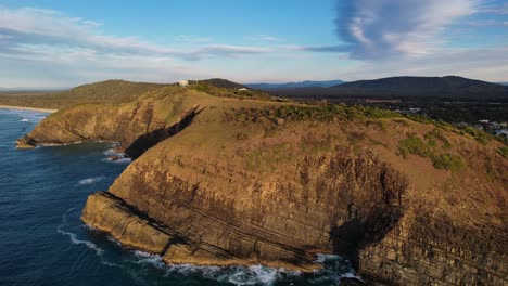 Crescent-Head---Goolawah-Beach---Pebbly-Beach---New-South-Wales--NSW---Australia---Aerial-Shot---Golden-Hour