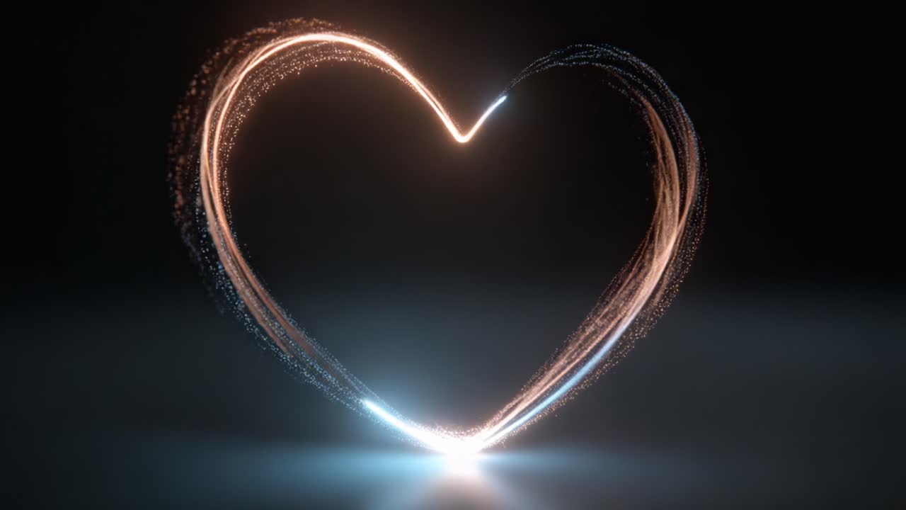 An Enchanting Sequence of a Sparkling Heart Formed by Glimmering Particles That Illuminate the Darkness with Warmth and Emotion in a Captivating Display of Light