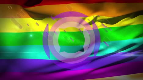 animación de formas púrpuras sobre la bandera lgbt