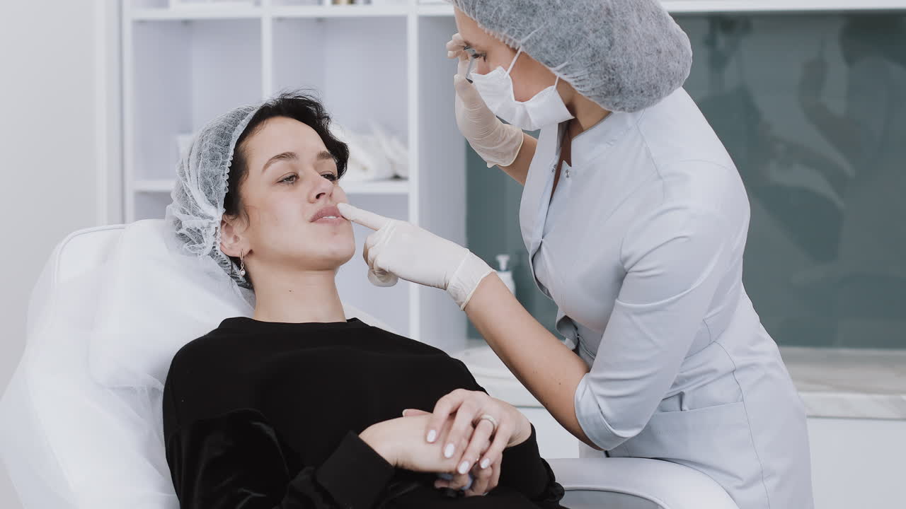 Woman Receiving Cosmetic Procedure at a Beauty Clinic