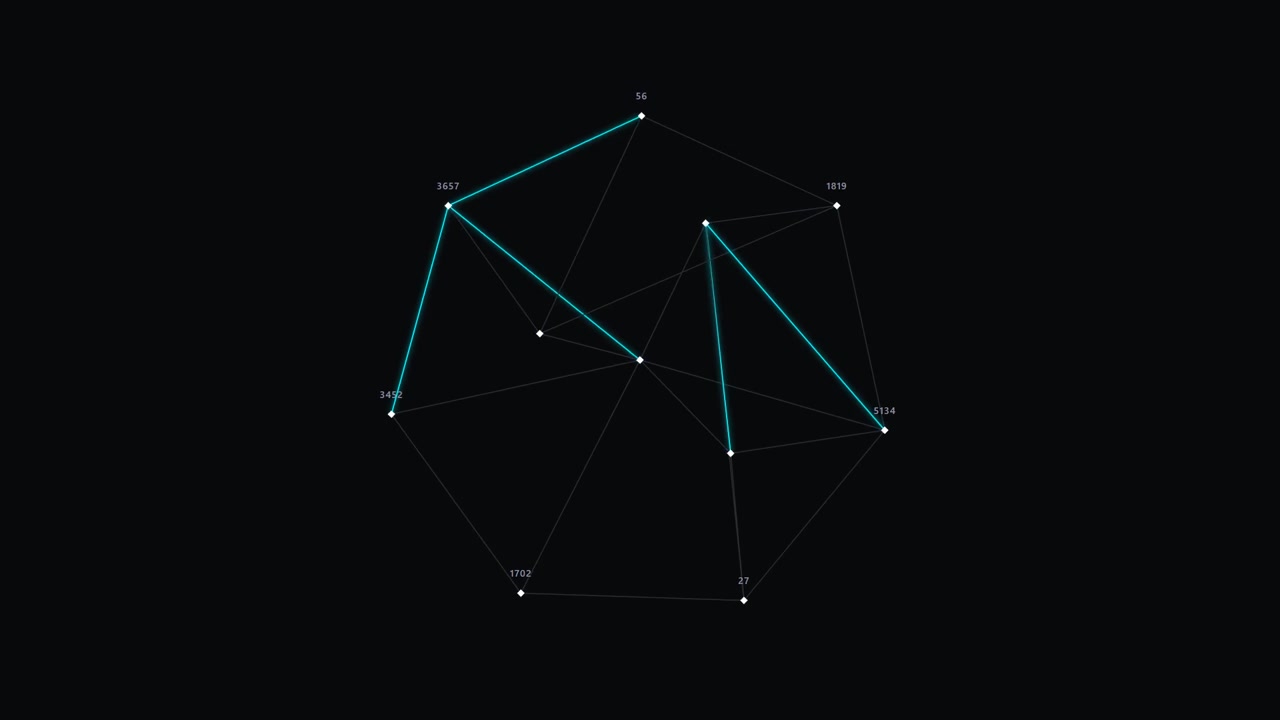 Visualizzazione Astratta di Rete Digitale con Nodi di Connessione e Punti Dati