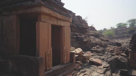 ancient shiv hindu temples near a water tank at nareshwar or naresar group of temples in morena madhya pradesh india