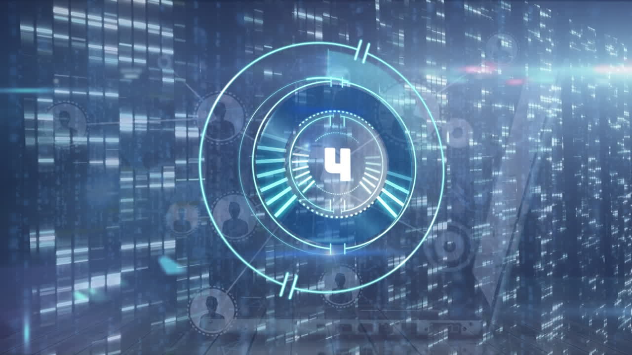 Animation of processing circle with counting over lights and servers