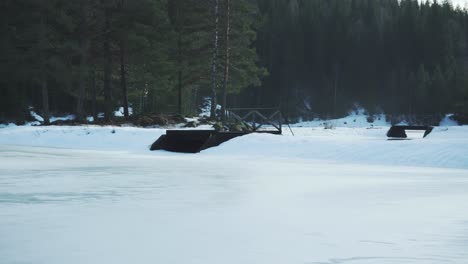 winter scenery with snow and small bridges in norway