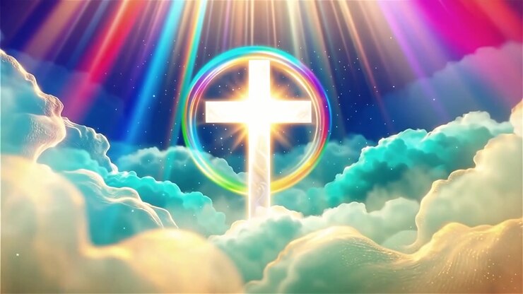Christian Cross Heavenly Light Worship Background