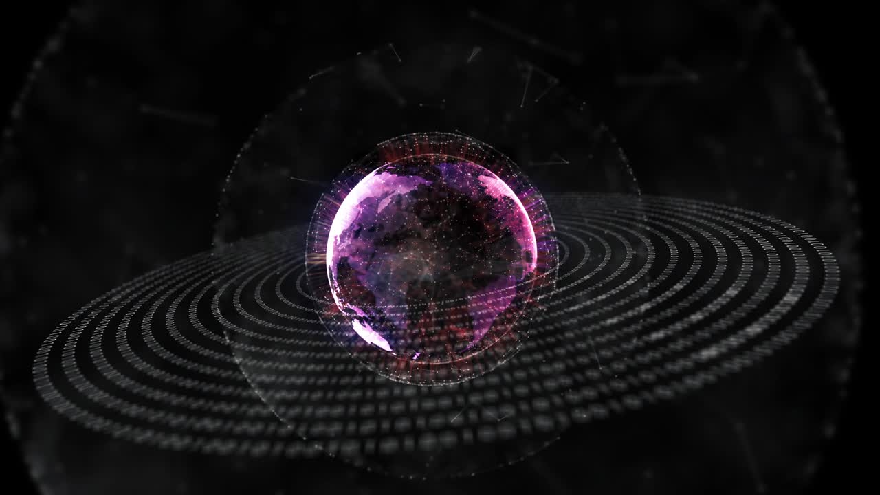 holograma de la tierra red de negocios globales en rotación.