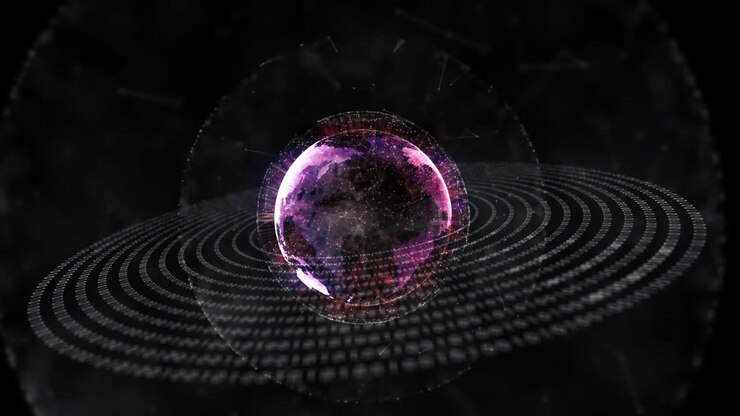 Earth Hologram Global Business Network Rotating.