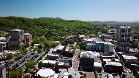 aerial push asheville city hall and buncombe county courthouse in asheville north carolina, asheville north carolina