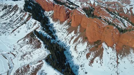 aerial reveal, mountain formations, sightseeing kyrgyzstan attractions