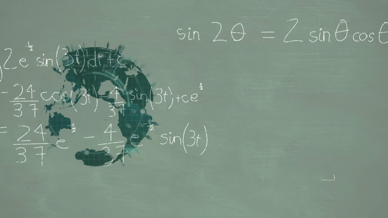 전 세계에 걸쳐 수학적 데이터 처리의 애니메이션