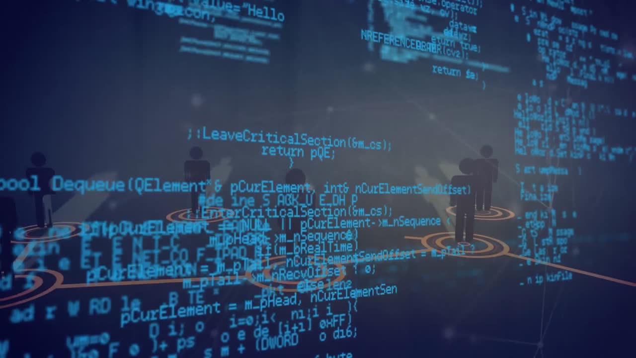 블랙 배경 위의 연결 네트워크와 데이터 처리의 애니메이션