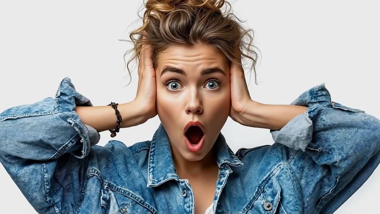 A woman covering her ears with her hands