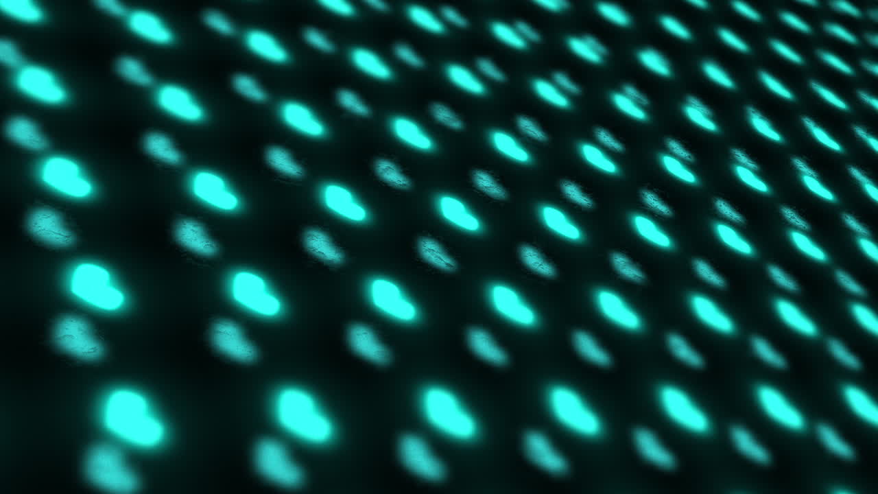 corazones cgi azules girando contra una oscuridad