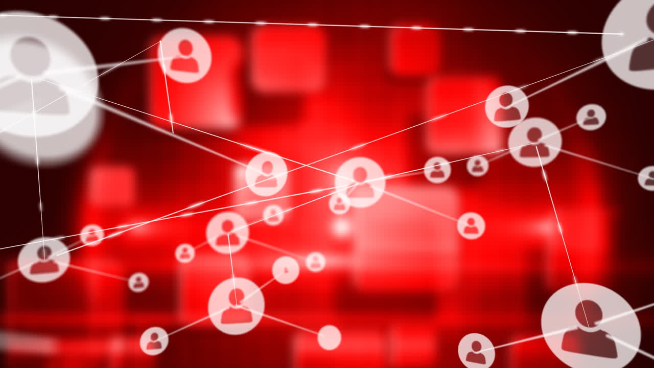 은색 추상적인 빛 위에서 증가하는 글로벌 커뮤니케이션을 나타내는 인간 표지판의 애니메이션