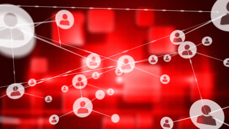 animación de signos humanos que representan las crecientes comunicaciones globales sobre luz abstracta roja