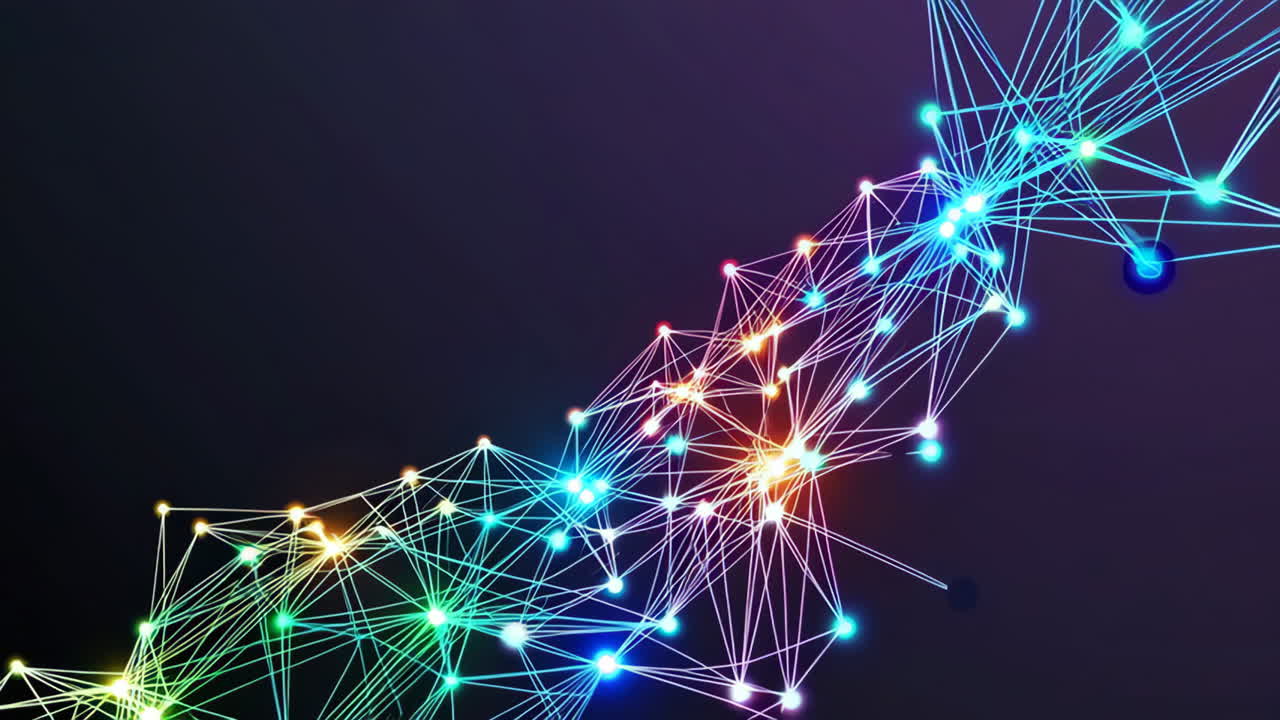 Abstract Digital Network Connections with Glowing Nodes