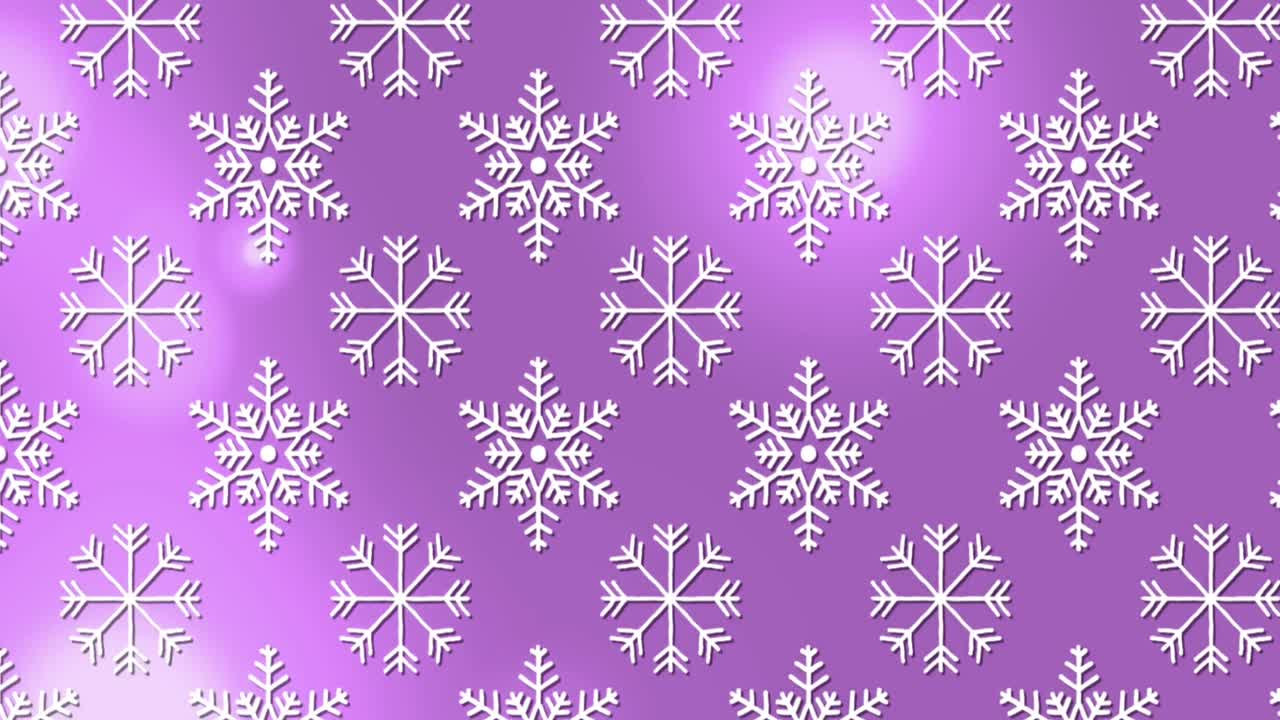 Multiple snowflakes icons in seamless pattern against spots of light on purple background
