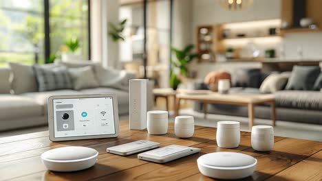 smart home technology in a modern living room