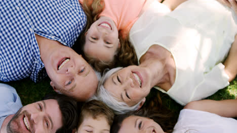 familia de varias generaciones relajándose en el parque