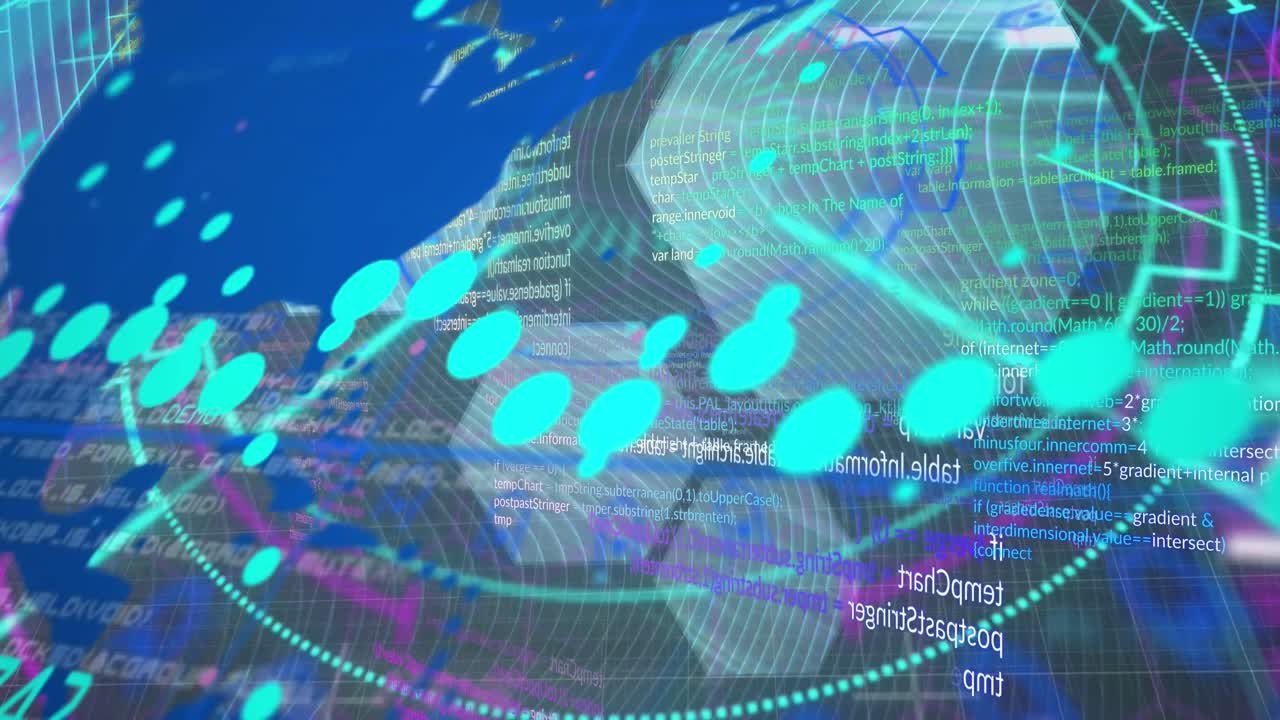 바이너리 코딩 데이터 처리 및 연결 네트워크의 애니메이션