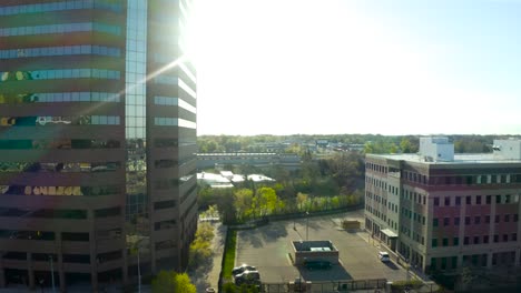 drone video of lansing, michigan as the sun rises