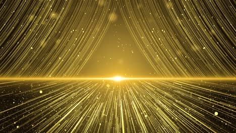 golden particles streaks flow is a spectacular motion, luxury golden particle stripes keep falling.