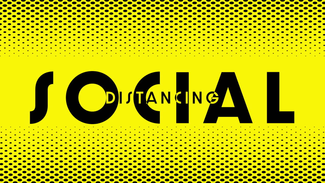 Testo 'Distanziamento sociale' su sfondo giallo